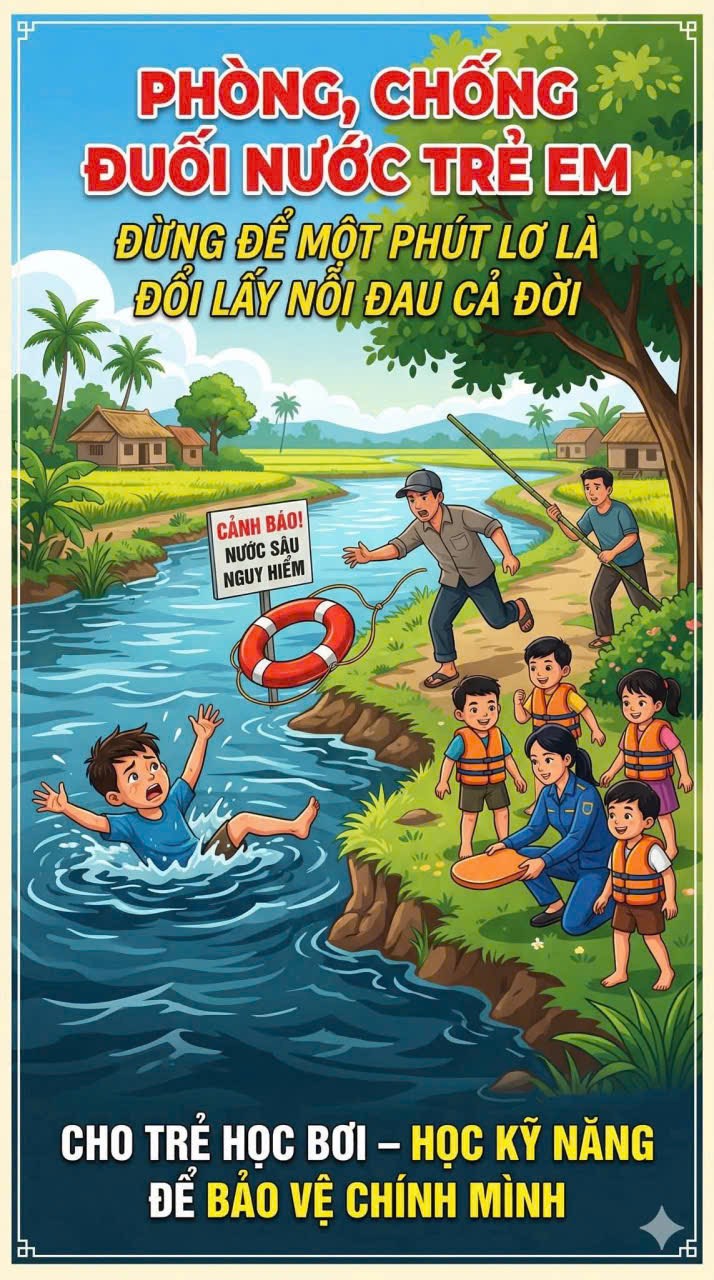 BÀI TUYÊN TRUYỀN PHÒNG, CHỐNG TAI NẠN ĐUỐI NƯỚC Ở TRẺ EM HÈ 2026