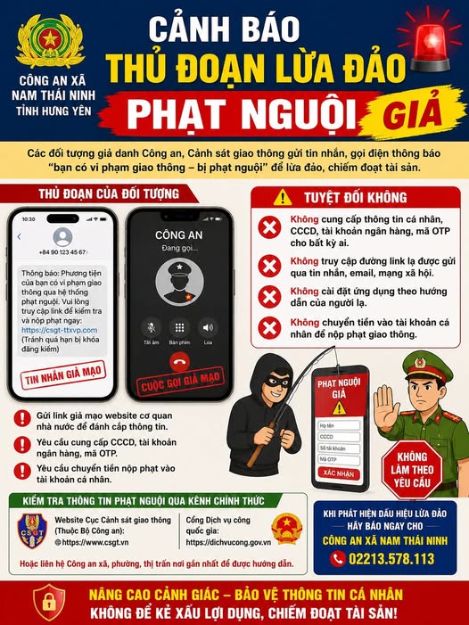 CẢNH BÁO THỦ ĐOẠN LỪA ĐẢO GIẢ MẠO THÔNG BÁO "PHẠT NGUỘI"