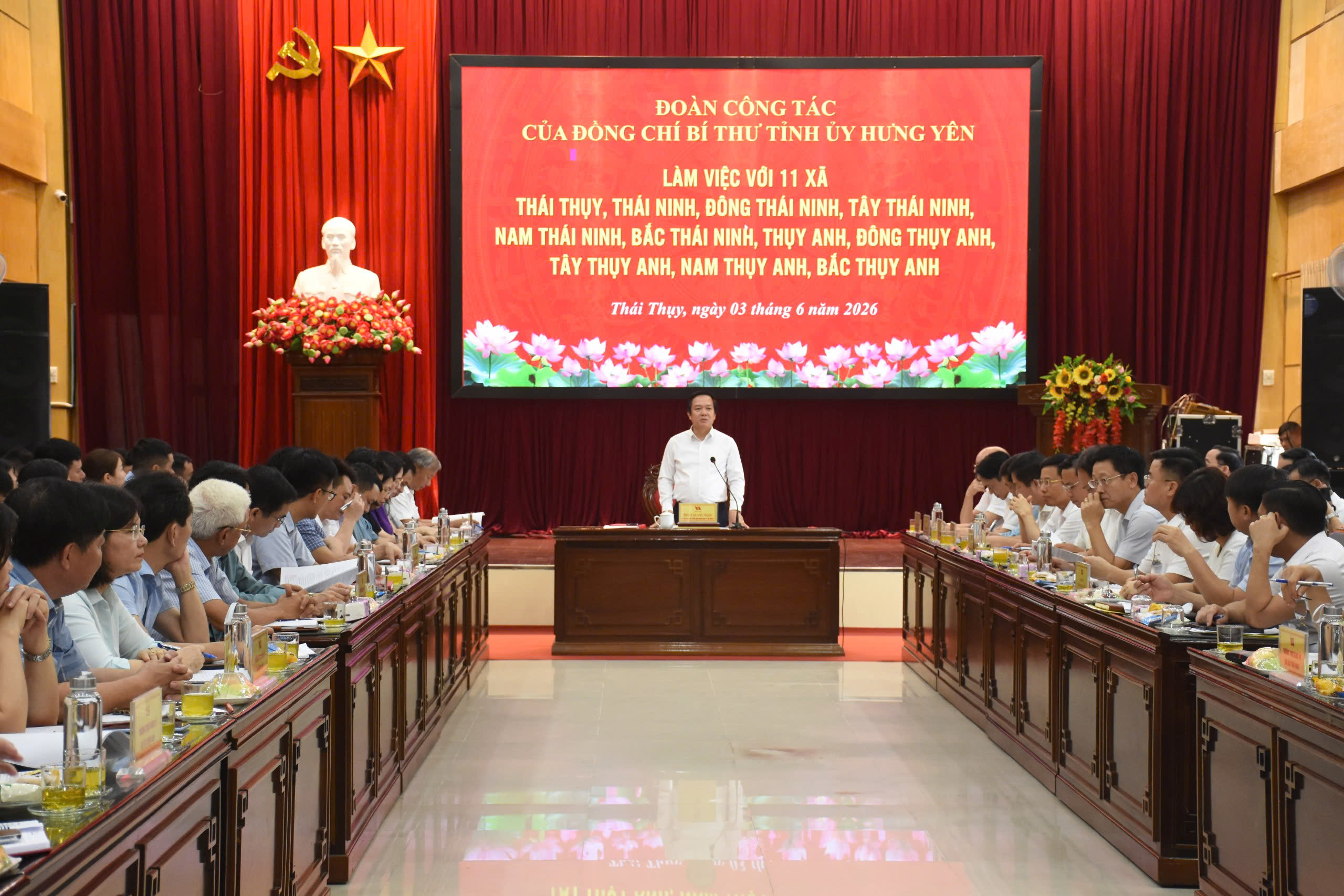 Đoàn công tác số 01 của Ban Thường vụ Tỉnh ủy làm việc với Ban Thường vụ 11 xã khu vực Thái Thụy