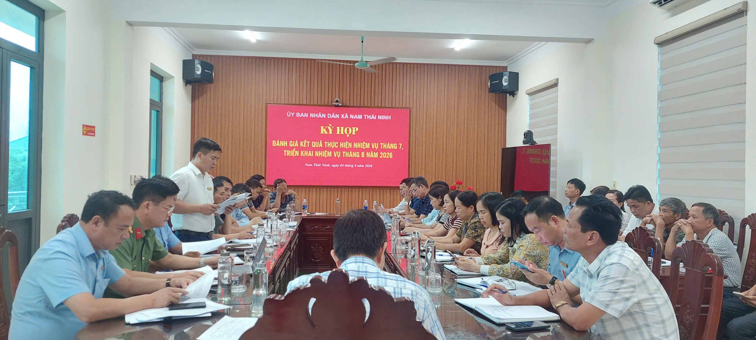 UBND XÃ NAM THÁI NINH  TỔ CHỨC KỲ HỌP ĐÁNH GIÁ KẾT QUẢ THỰC HIỆN NHIỆM VỤ THÁNG 7, TRIỂN KHAI NHIỆM VỤ TRỌNG TÂM THÁNG 8 NĂM 2026